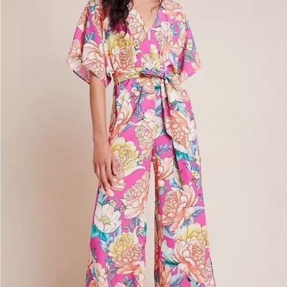 Pants - Vibrant Pink and Yellow Floral Jumpsuit